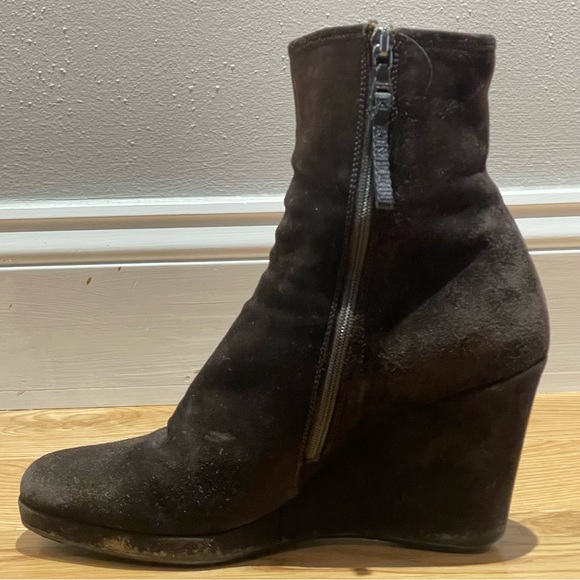 Prada Sport Brown Suede Ankle Sock Wedge Boots - Size 8 - Picture 6 of 16